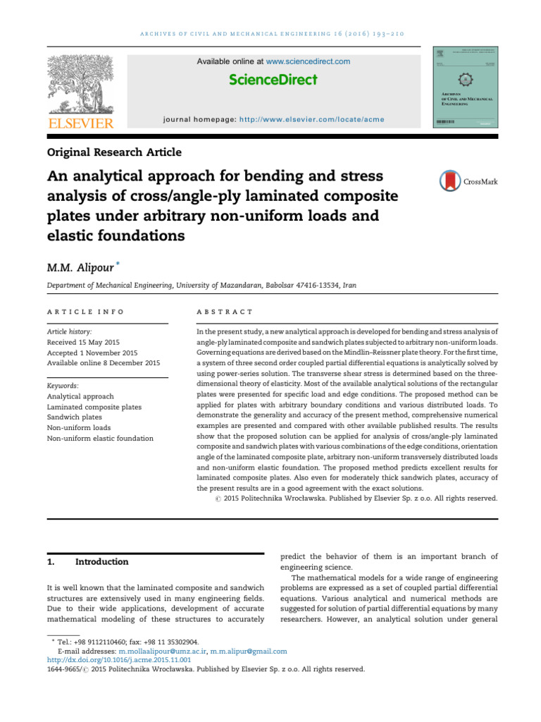 Bending Analysis of Laminated Plates | PDF | Bending | Mechanical ...