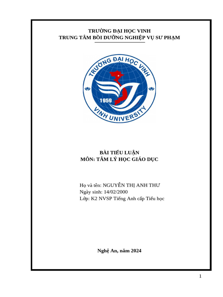 BB2 Tam Ly Hoc Giao Duc - Nguyen Thi Anh Thu | PDF