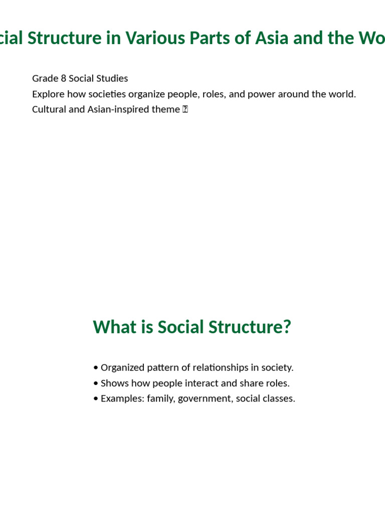 Social Structure in Asia and The World | PDF