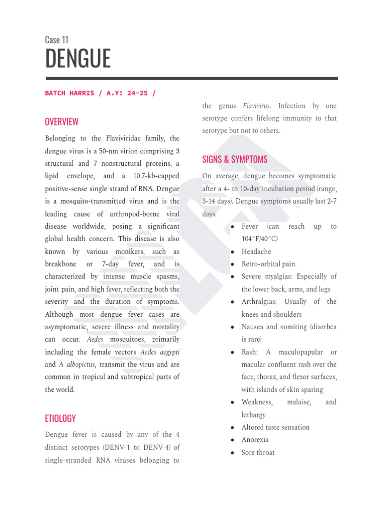 Case 11 - Dengue - 240816 - 065025 | PDF | Diseases And Disorders ...