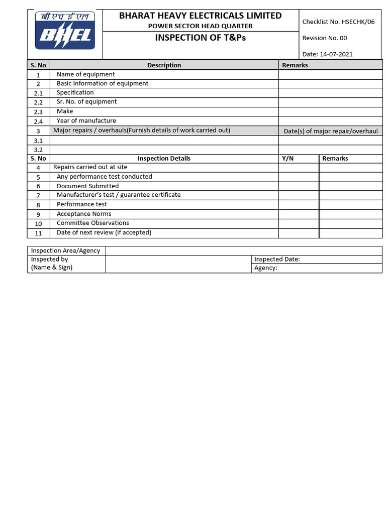 06inspection of T&Ps | PDF