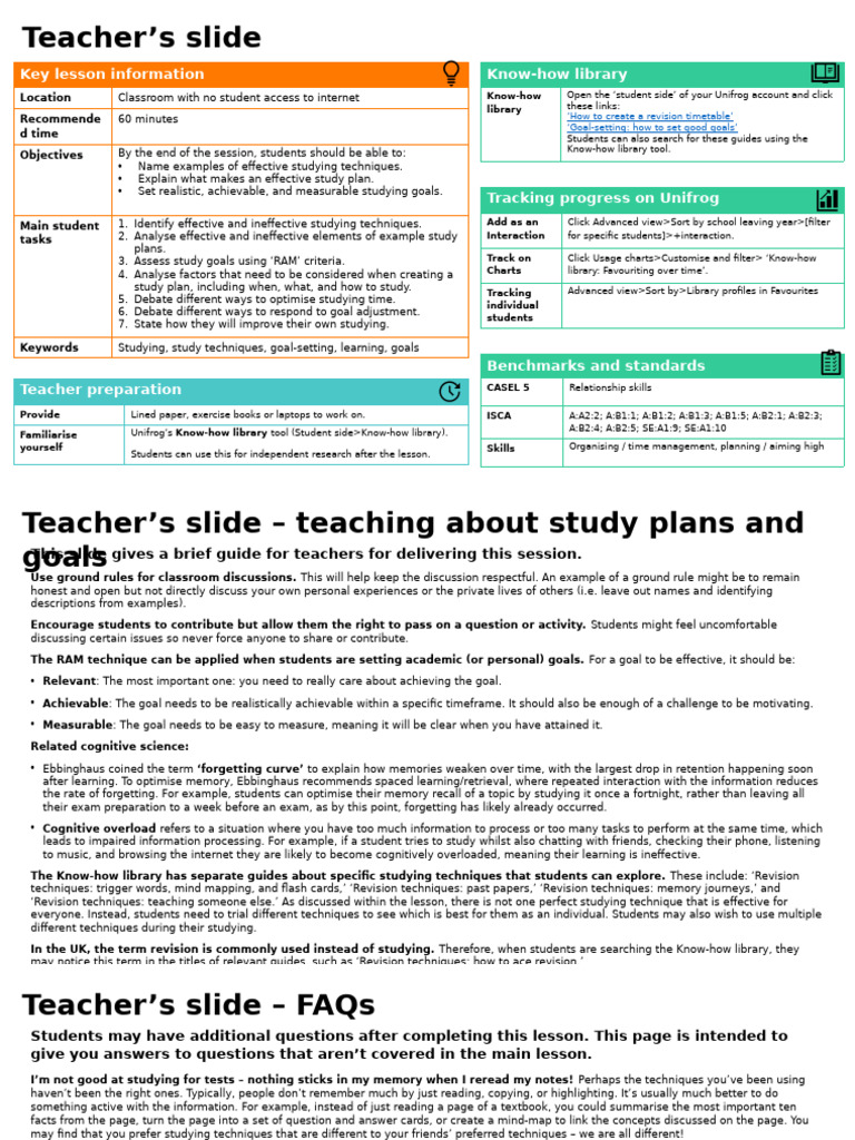 Effective Study Techniques and Goals | PDF | Memory | Teachers