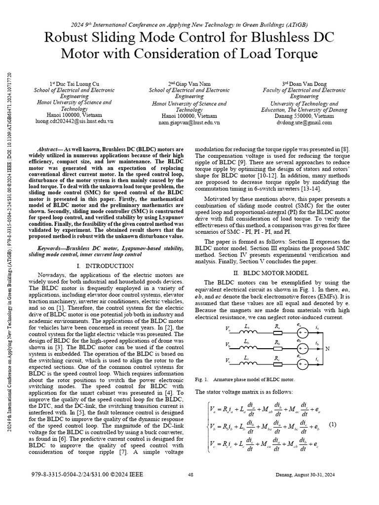 Robust Control for BLDC Motors | PDF | Electric Motor | Electromagnetism