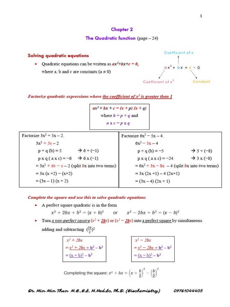2. the Quadratic Function (5) | PDF | Quadratic Equation | Abstract Algebra