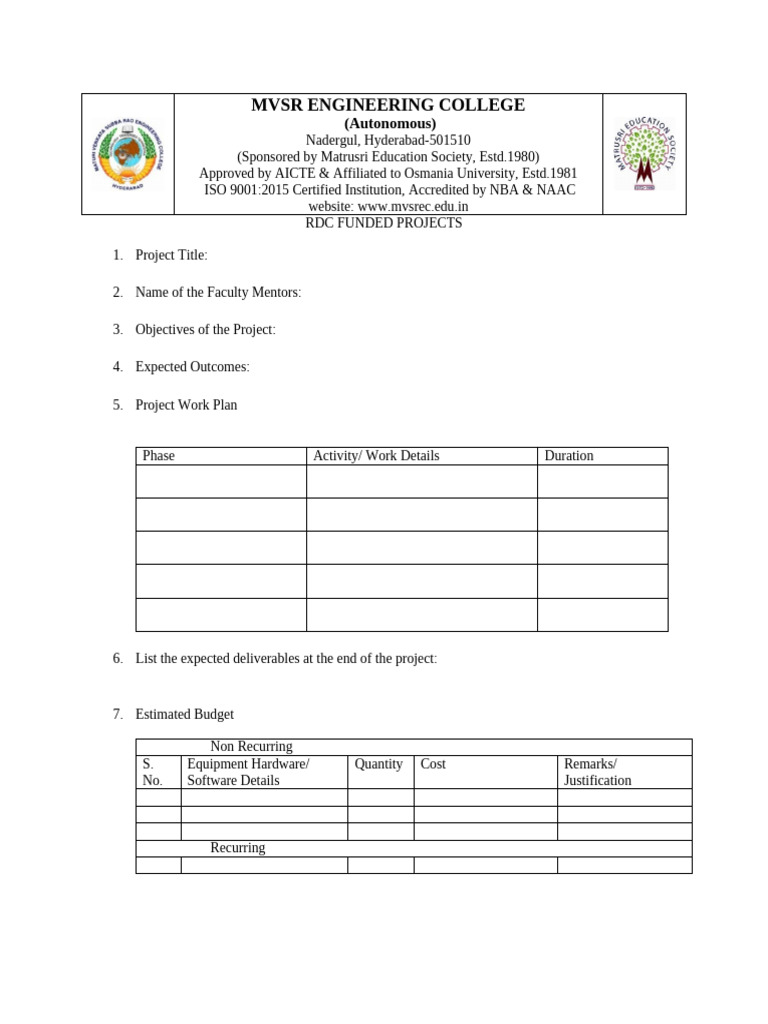 RDC Project Funding Format | PDF