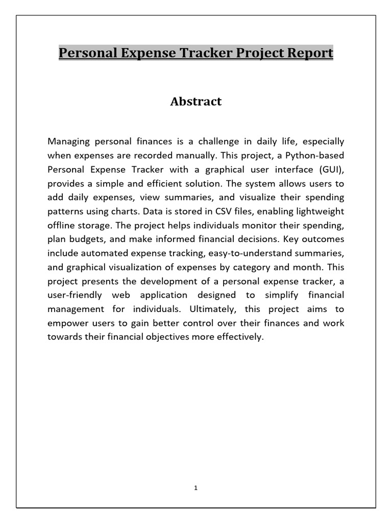 Personal Expense Tracker Project Report (1) | PDF | Graphical User ...