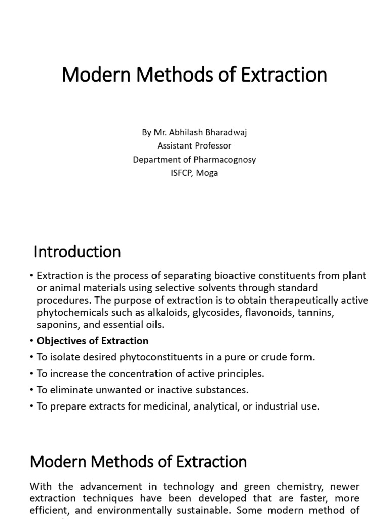 Modern Extraction Techniques Overview | PDF | Carbon Dioxide | Solvent