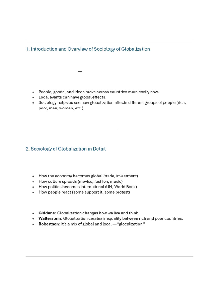 Sociology of Globalization Explained | PDF | Globalization | Sociology