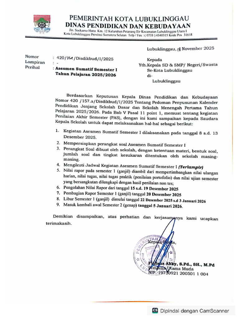 Asesmen Sumatif Semester 1 THN 20252026 | PDF