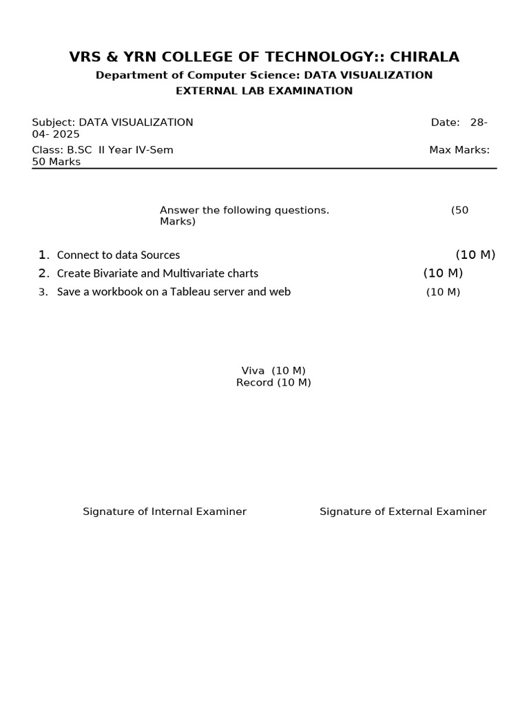 Data Visualization Lab Exam 2025 | PDF