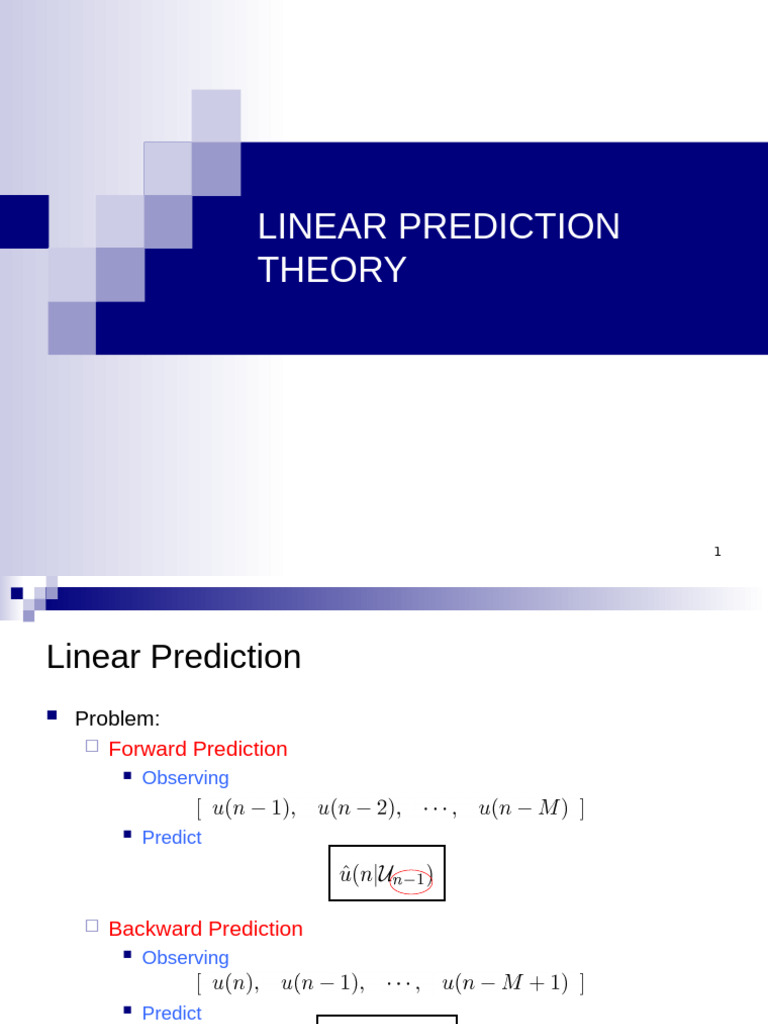 Linear Prediction Theory Overview | PDF | Applied Mathematics | Algorithms