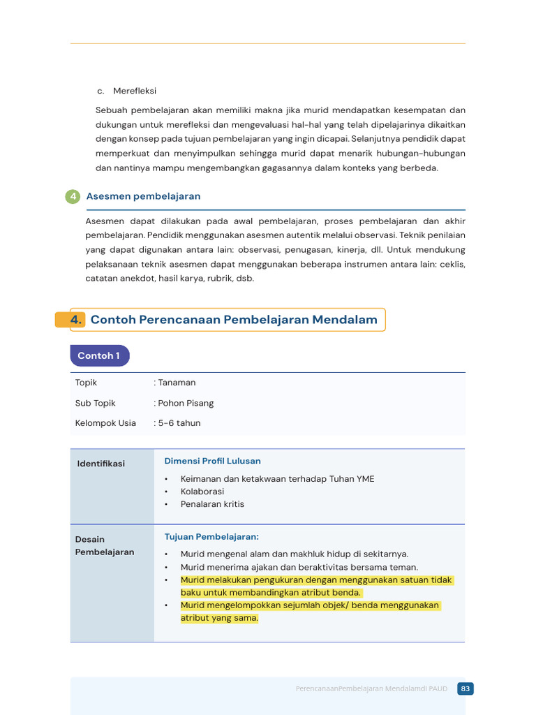 Perencanaan Pembelajaran PAUD Mendalam | PDF