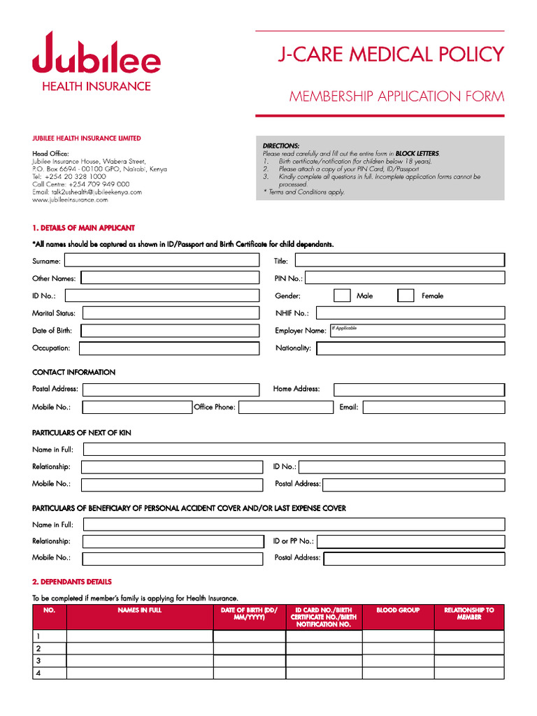 J Care Interactive Application Form | PDF | Chronic Condition | Human ...