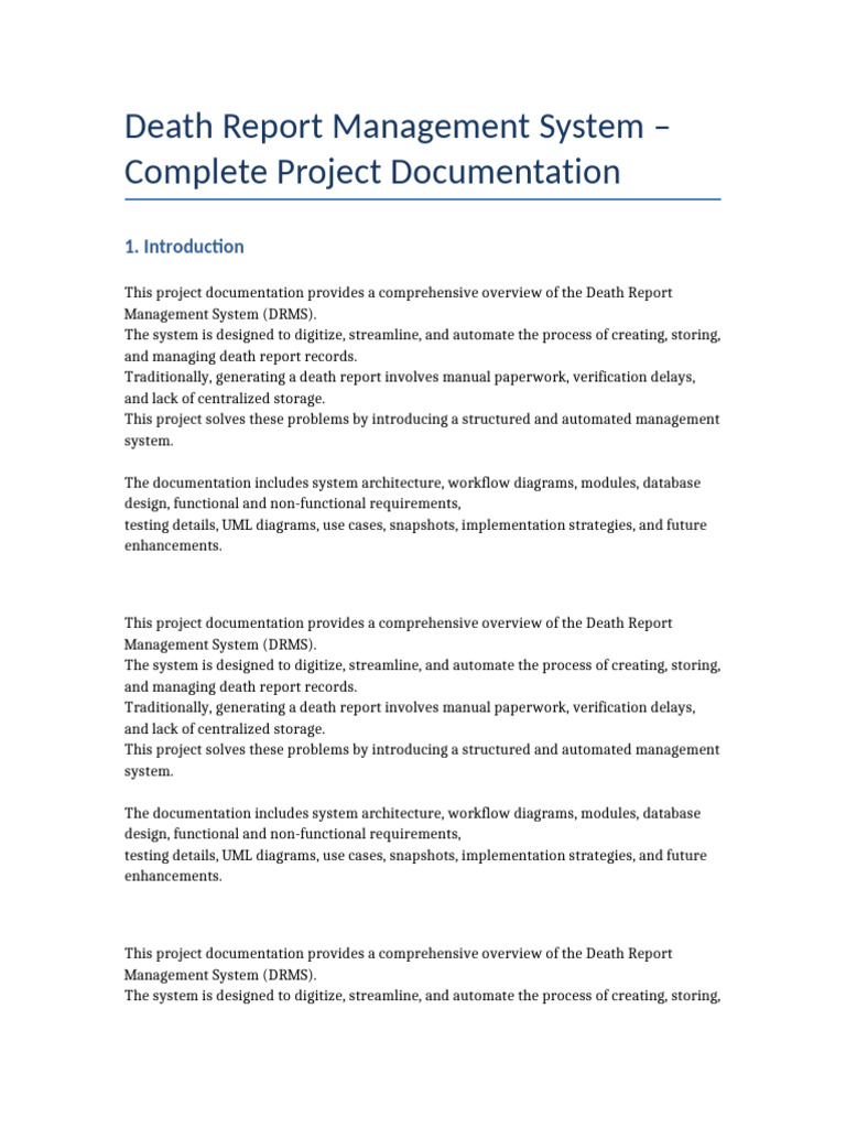 Death Report Project 25 Page | PDF | Databases | Password
