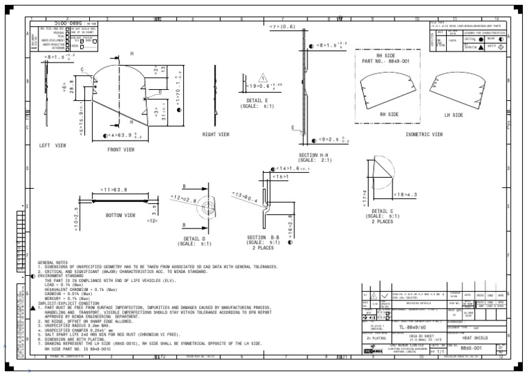 Heat Shield Drawing Specifications | PDF
