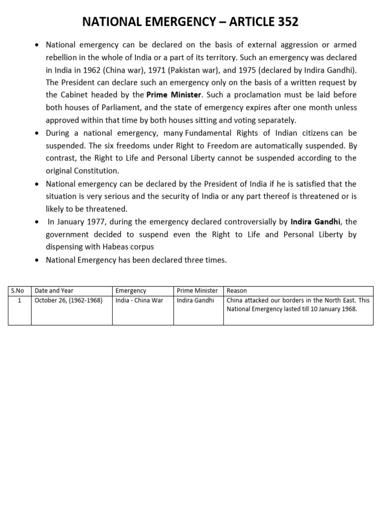 National Emergency - Article 352 | PDF | State Of Emergency | Pakistan