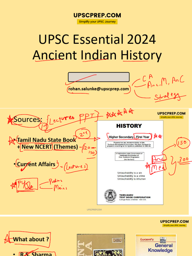 UPSC Ancient Indian History Guide 2024 | PDF | Paleolithic