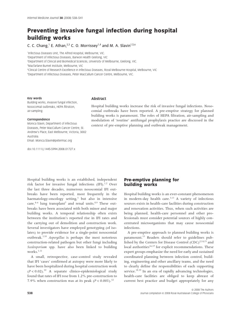 Preventing Fungal Infections in Hospitals | PDF | Infection | Hospital ...
