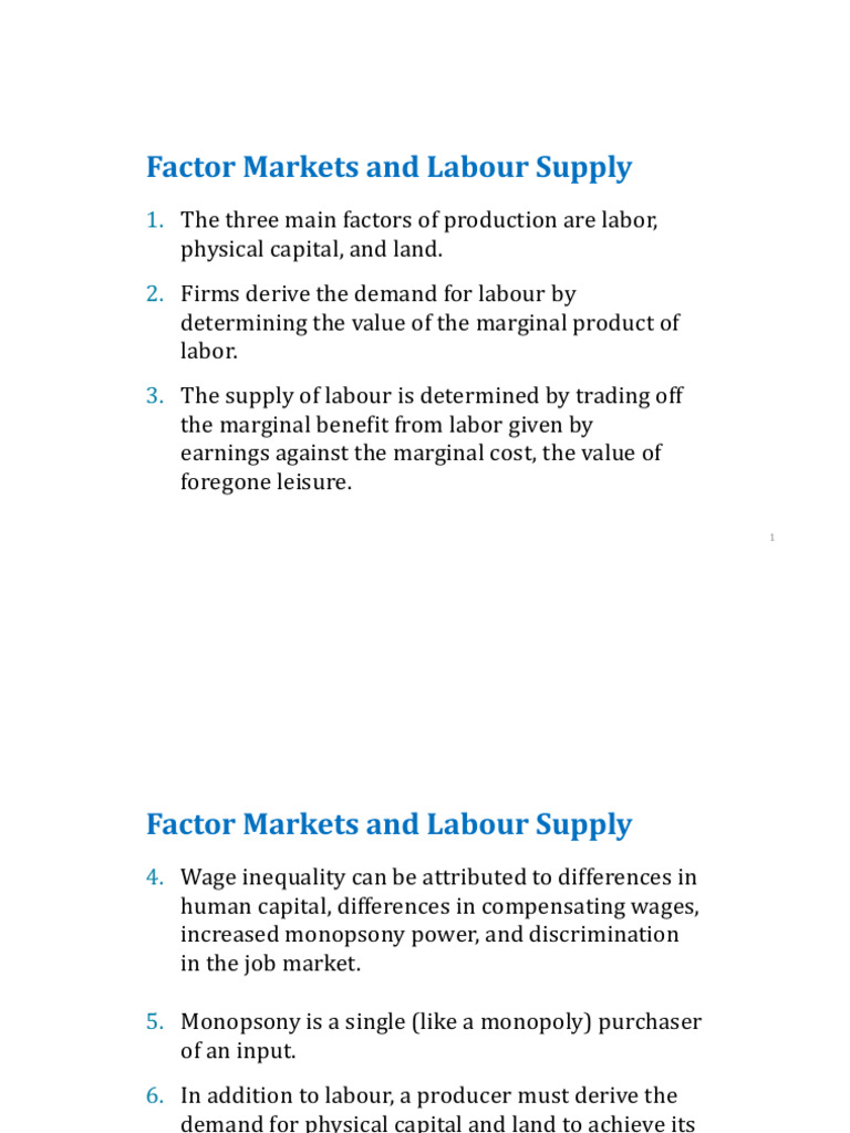 Understanding Factor Markets and Labor Supply | PDF | Labour Economics ...
