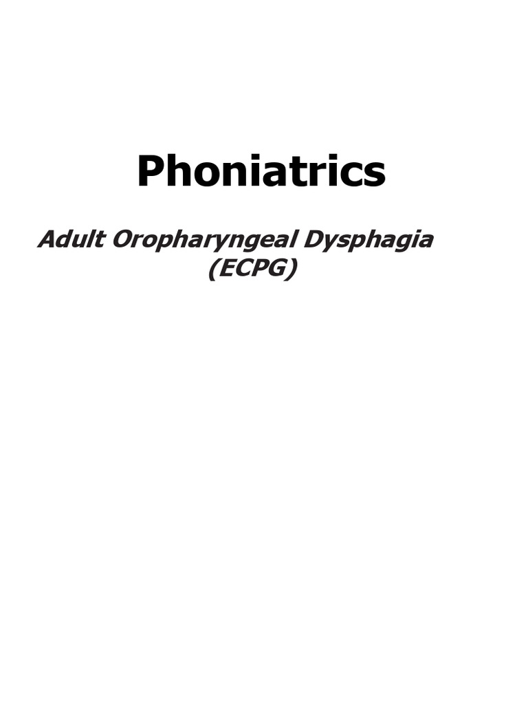 Adult Oropharyngeal Dysphagia Guidelines | PDF | Medicine | Clinical ...