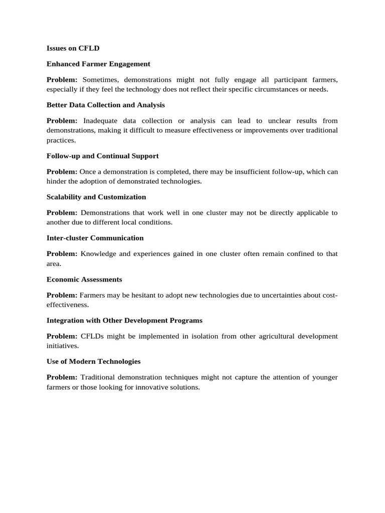 Challenges in CFLD Farmer Engagement | PDF