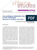 Pratiques culturelles des Français.Synthèse2009.