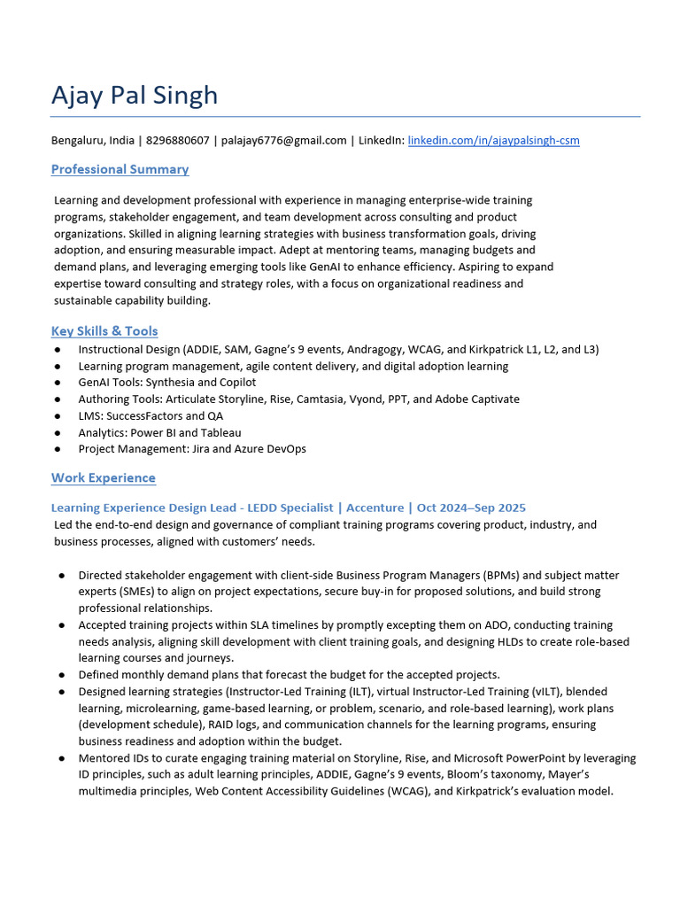 Ajay Singh - Instructional Design Engineer | PDF | Instructional Design ...
