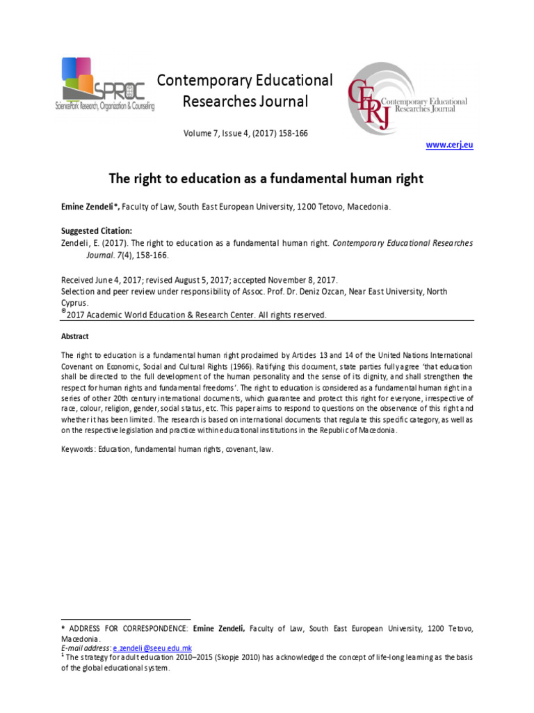 The Right To Education As A Fundamental | PDF | Human Rights | Justice