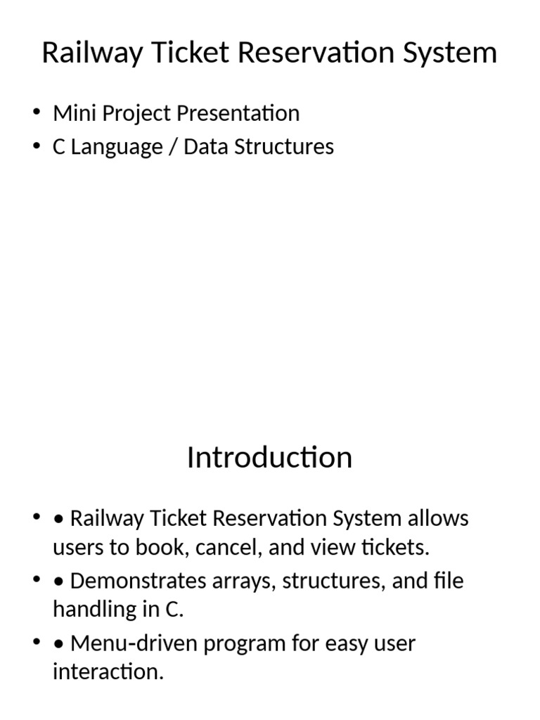 C Language Railway Ticket System | PDF