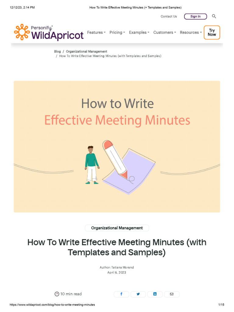 Write Effective Meeting Minutes Guide | PDF