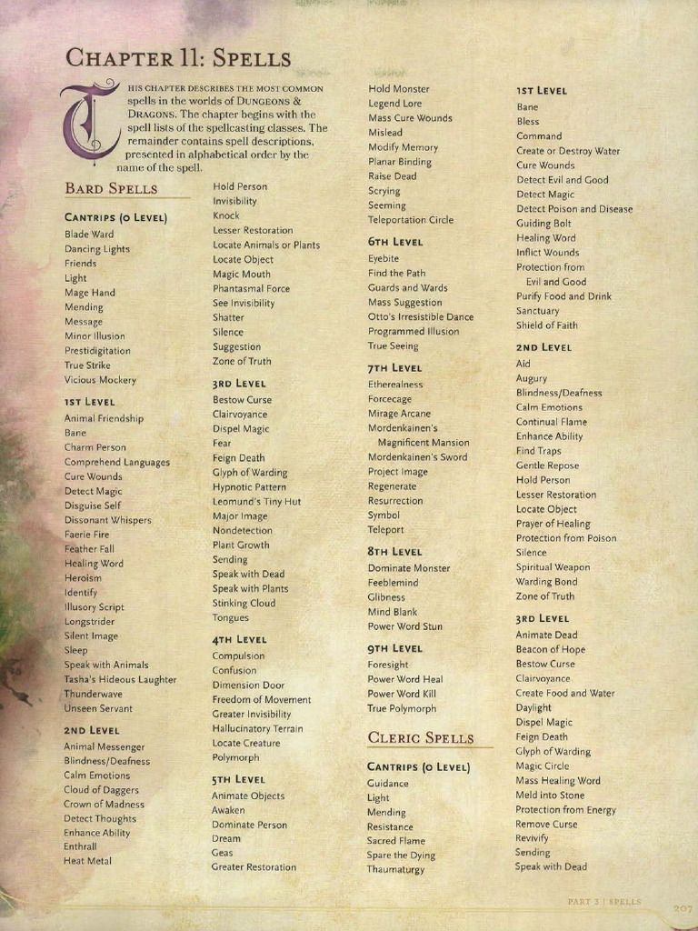 Common Dungeons & Dragons Spells | PDF