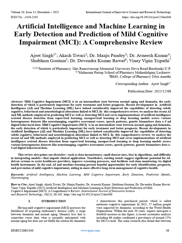 Artificial Intelligence and Machine Learning in Early Detection and ...