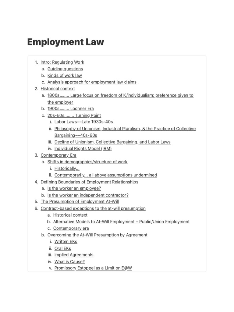 Comprehensive Guide to Employment Law | PDF | At Will Employment ...