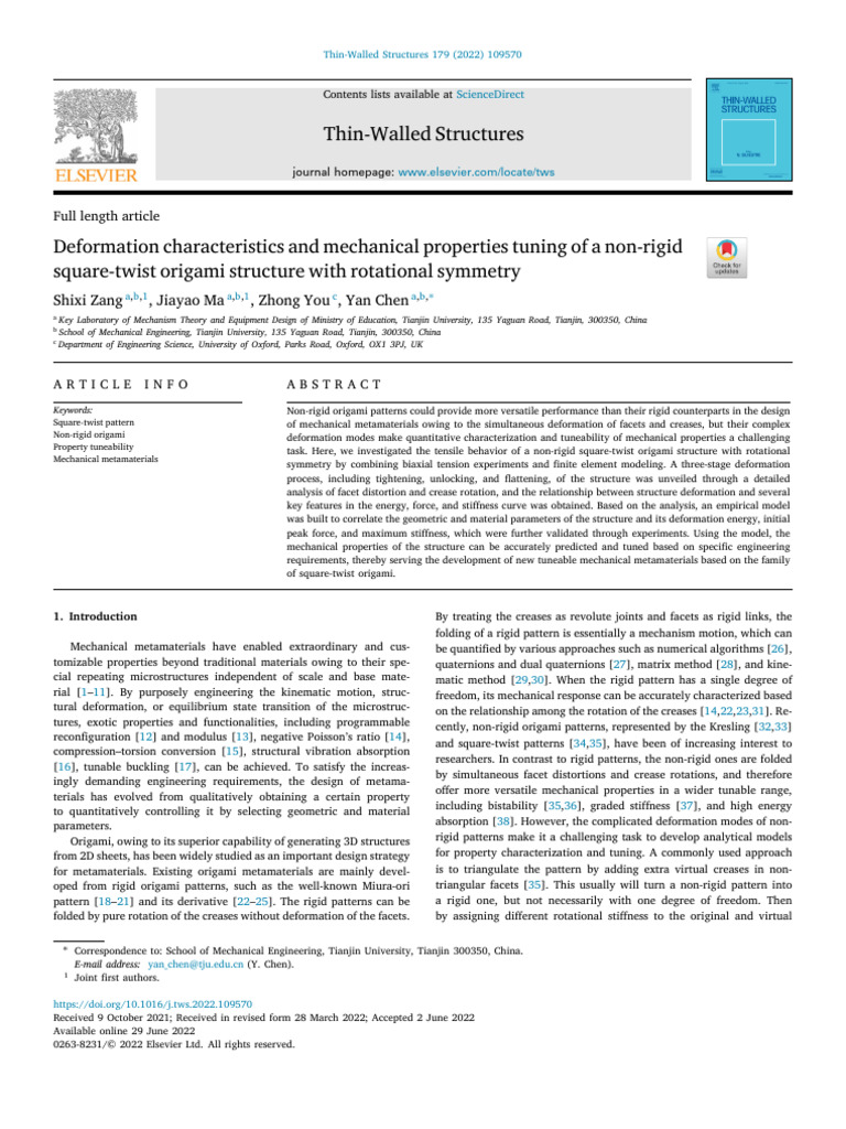 Deformation Characteristics and Mechanical Properties Tuning 2022 Thin ...