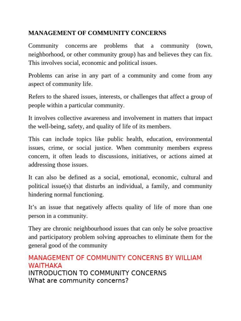 Managing Community Concerns Effectively | PDF | Social Exclusion ...