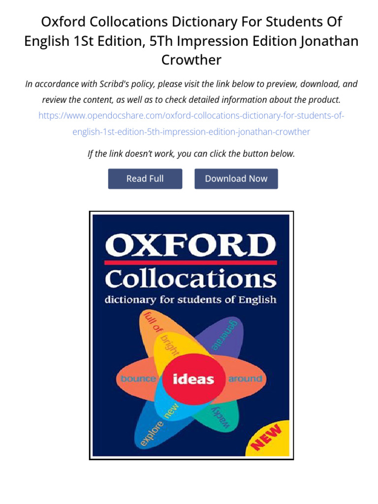Oxford Collocations Dictionary For Students of English 1st Edition, 5th ...