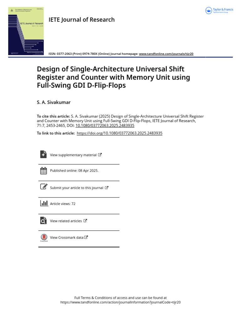 Universal Shift Register Design with GDI Flip-Flops | PDF | Cmos ...