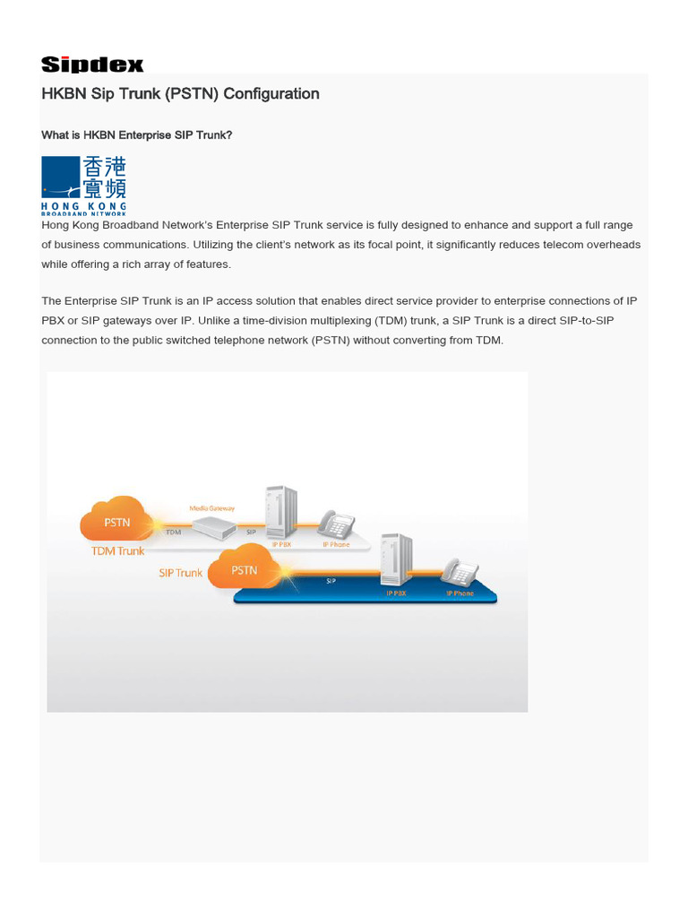 HKBN SIP Trunk Configuration Guide | PDF | Session Initiation Protocol ...