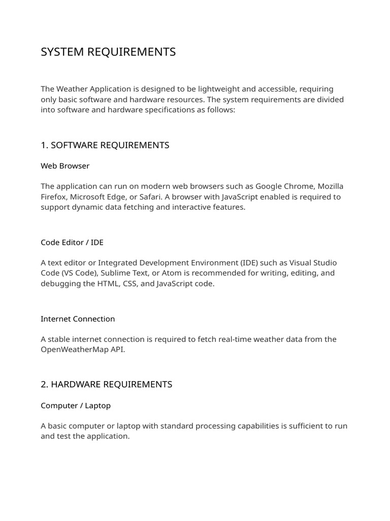 Weather App System Requirements Guide | PDF