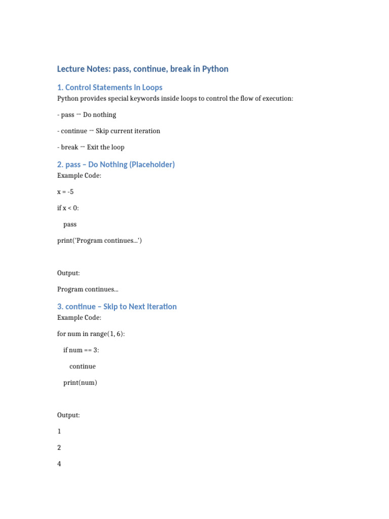 Python Loop Control Statements Explained | PDF
