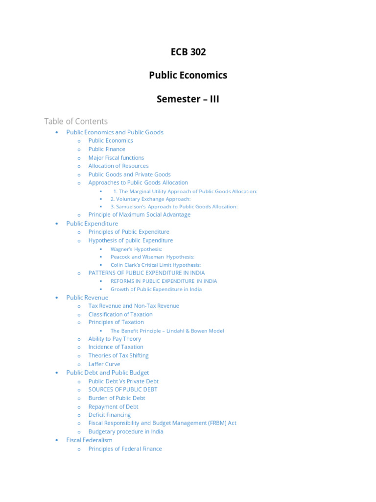 Public Economics Overview and Key Concepts | PDF | Public Finance ...