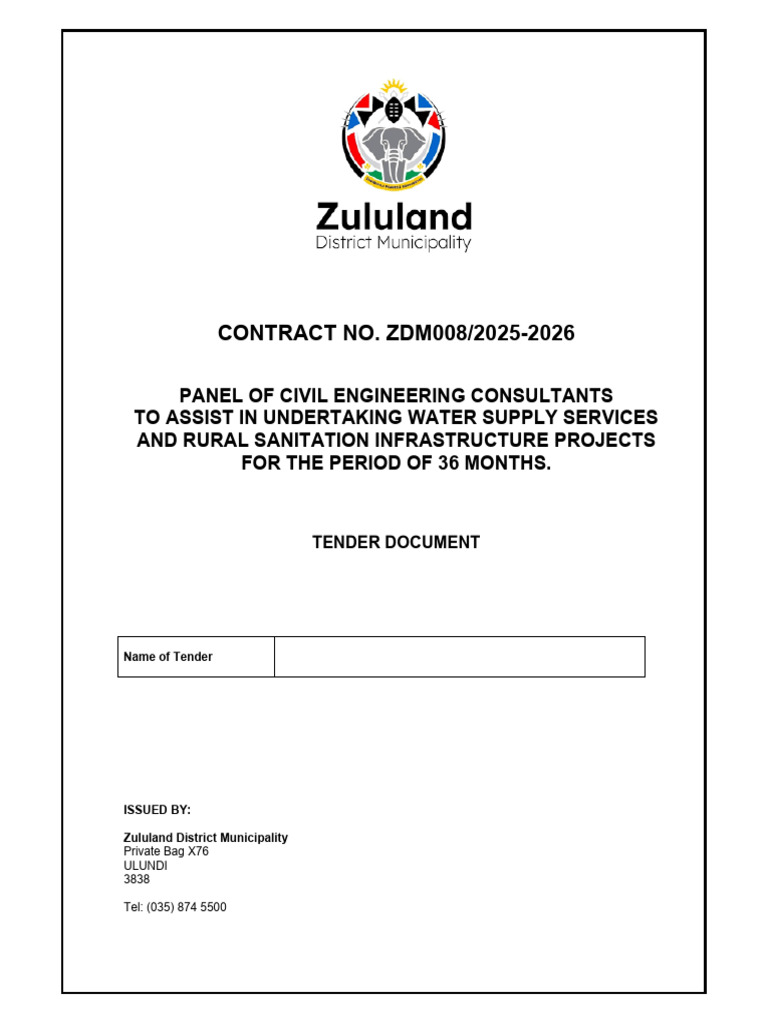 ZDM 008 - 2025-2026 Panel of Civil Engineering Consultants Tender ...