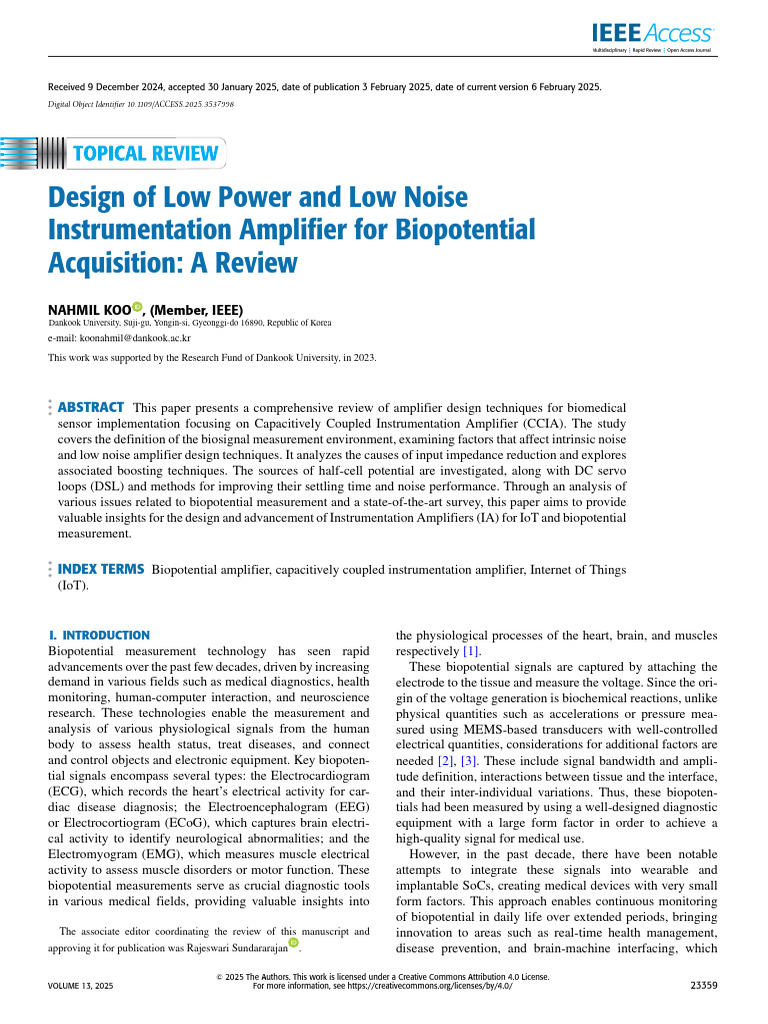Low Power Biopotential Amplifier Review | PDF | Amplifier | Mosfet