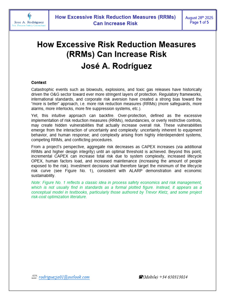 Risks of Excessive Risk Reduction Measures | PDF | Risk | Risk Management