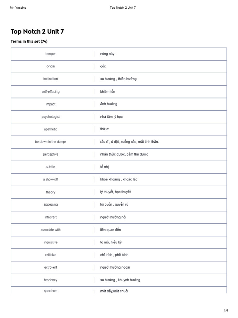 Top Notch 2 List of Vocabulary in Unit 7 | PDF