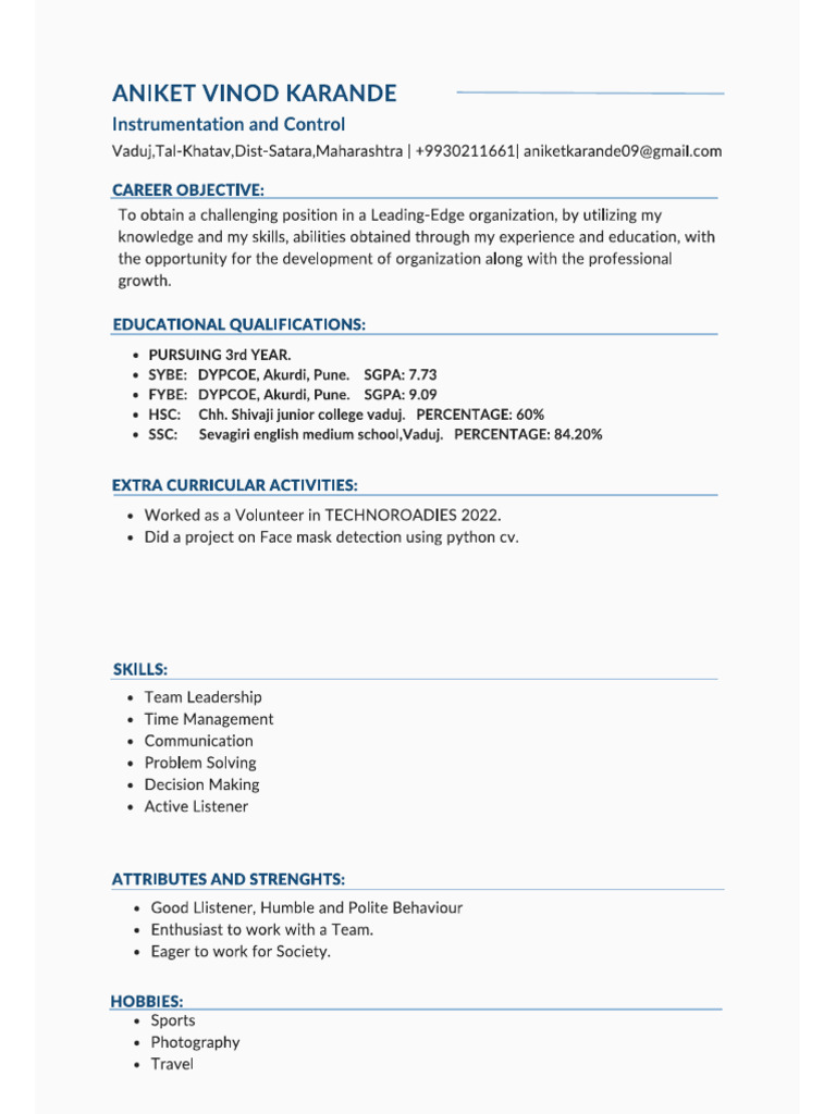 Anna Karande Cv | PDF