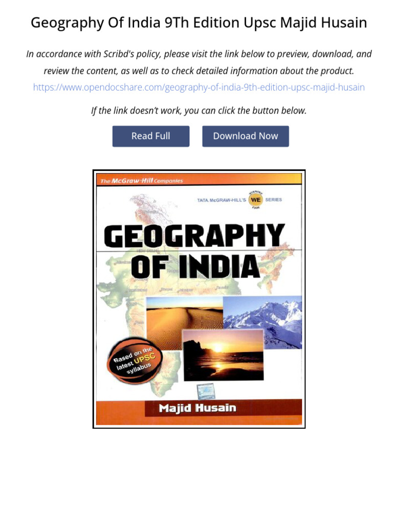 Geography of india 9th Edition UPSC Majid Husain | PDF