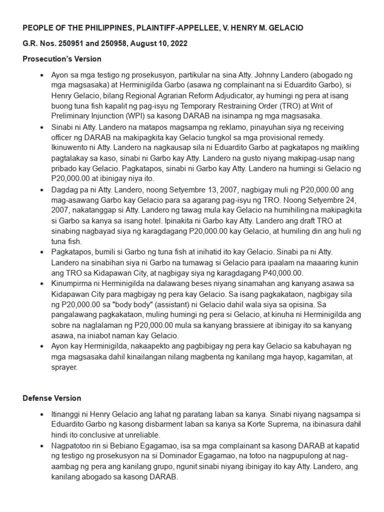 People of The Philippines, Plaintiff-Appellee, V. Henry M. Gelacio G.R ...