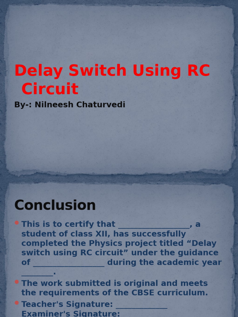 Delay Switch RC Circuit Project Guide | PDF | Capacitor | Electrical ...