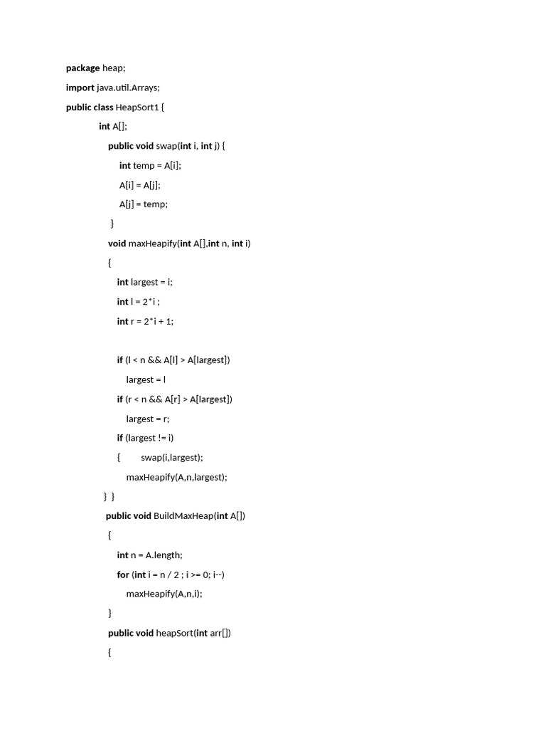 Java Heap Sort Implementation | PDF